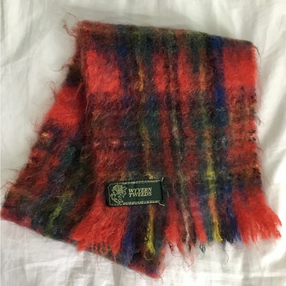 Wyvern Tweeds Red Multicolor Mohair-Blend Scarf